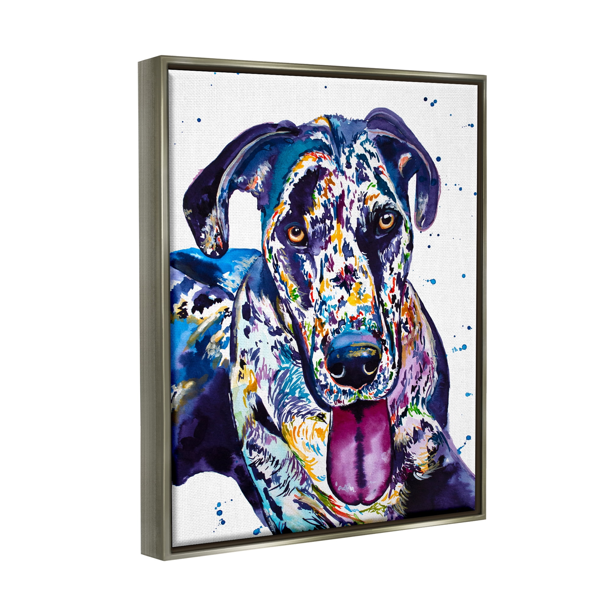 Stupell Abstract Dog Modern Pet Portrait Animals & Insects Painting Gray Floater Framed Art Print Wall Art