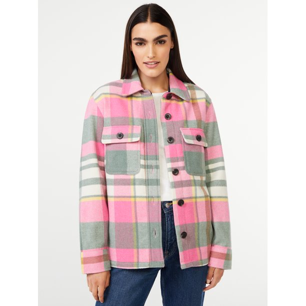 Free Assembly Women's Wool Blend Shirt Jacket