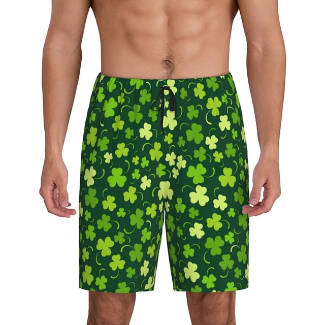 Fotbe Happy St. Patrick's day Pantalones Cortos de Pijama para Hombre, Ropa de Dormir, Pantalones de Pijama Cortos para Hombre-3X-Large