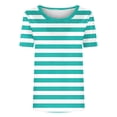 thumbnail image 4 of GigrtiJin Women's Short Sleeve T Shirts Striped Casual Pullover T Shirts Womens Baggy Round Neck Loungewear Going Out T Shirts, 4 of 5