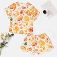 thumbnail image 4 of Delicious Pizza Burger Women's Ruffle Short Sleeve Tops And Shorts Cute Peeps Bunny Pajamas Sets, 4 of 7