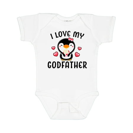 

Inktastic I Love My Godfather with Cute Penguin and Hearts Gift Baby Girl Bodysuit