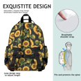 thumbnail image 5 of Sunflower and Bud Black Pattern Cute School Backpack Bag for School with Padded Back and Adjustable Shoulder Straps 15.25"x11.5"x5.25", 5 of 5