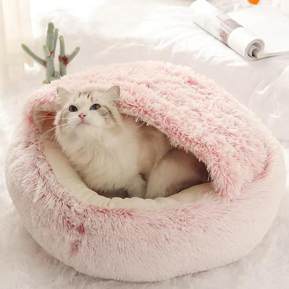 NOVELAR Warm Cat Bed, 15.6 Inch Portable Pet Nest, Stress-Relief Sleeping Spot for All Cat Sizes