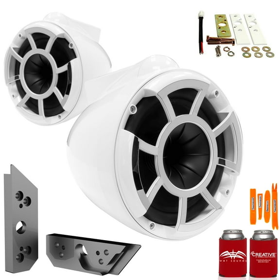 Wet Sounds REV8W-X 8" White Tower Speakers with Malibu G5 Tower Adapters