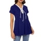 thumbnail image 1 of Camiseta de manga corta para mujer con cordones y cuello en V, camisas informales acampanadas Tomshoo Camiseta mujer, 1 of 2
