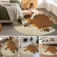 thumbnail image 5 of Round Area Rug 4 Ft, Vintage Bees Washable Non-Slip Circle Carpet for Living Room/Bedroom, Daisy Floral Pastoral Retro Art Low-Profile Crawling Mats Collection Rugs for Indoor, 5 of 7
