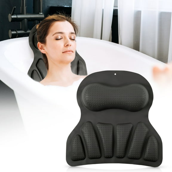 Bath Pillow Ergonomic Silicone Bathtub Pillow with Non Slip Suction Cups Comfortable Washable Bathtub Neck Support for Bathroom Tub
