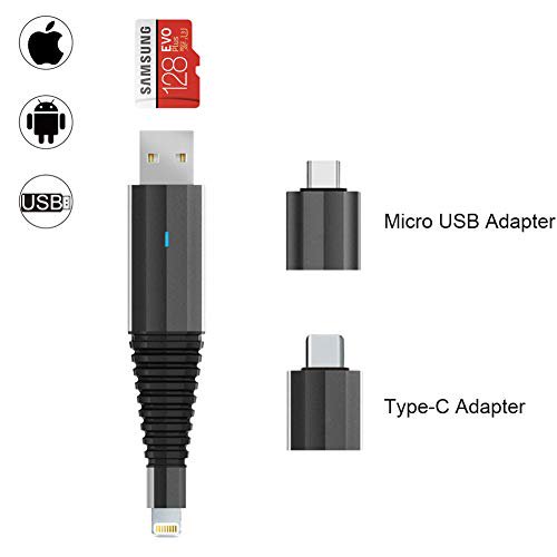 Zikko Spacestation 7s Memory Stick With 128gb Micro Sd Card Mfi Certified Memory Stick For Iphone And Android Phone Photo Stick External Storage Memory Stick Grey 128gb Walmart Com Walmart Com