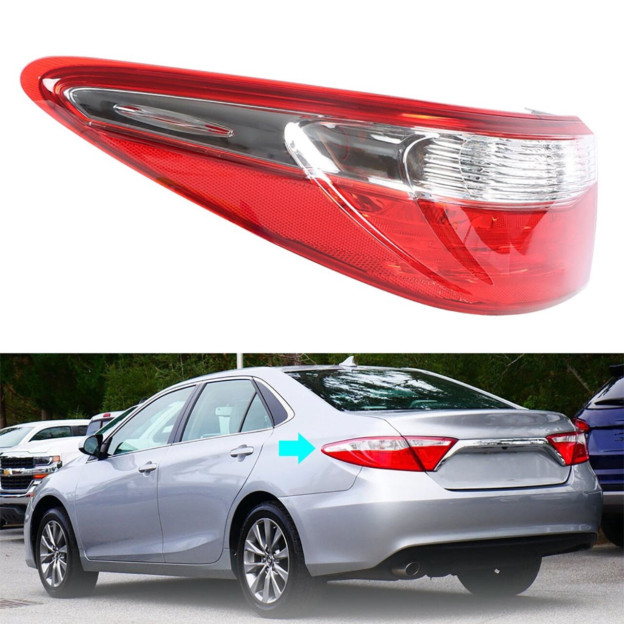 Rear Tail Light Lamp Housing Assembly Fit for 2015 2016 2017 Toyota Camry, Rear Left (Driver Side)