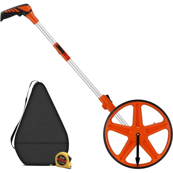 12 Inch Measuring Wheel, Measuring Wheel in Feet and Inches, One key to Zero Rolling Tape Measuring Wheels, Orange
