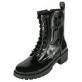 thumbnail image 2 of Top Moda Women Combat Army Style Boots Lace Up Side Zipper Lug Sole Booties Black Patent 7.5, 2 of 4