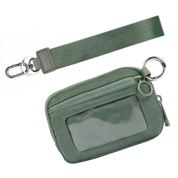 TIMIFIS Leather By Using , Étui Porte-Cartes à Fermeture Éclair avec Dragonne et Fenêtre pour Pièce d'Identité, Porte-Clés Portefeuille Imperméable en Nylon pour Femmes, Essentiels pour Dortoir