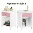 thumbnail image 2 of PAPROOS Set of 2 Nightstand, End Table Side Table with Wooden Drawer, Bedside Table for Bedroom, Closet, Dorm, Pink - 2PC, 2 of 12