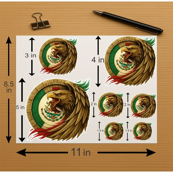 Calendario Azteca con Aguila Aztec Calendar & Eagle Vinyl Sticker Decal Set – Full Color, Laminated, Weatherproof – for Cars, Laptops, Toolboxes, Coolers, and More