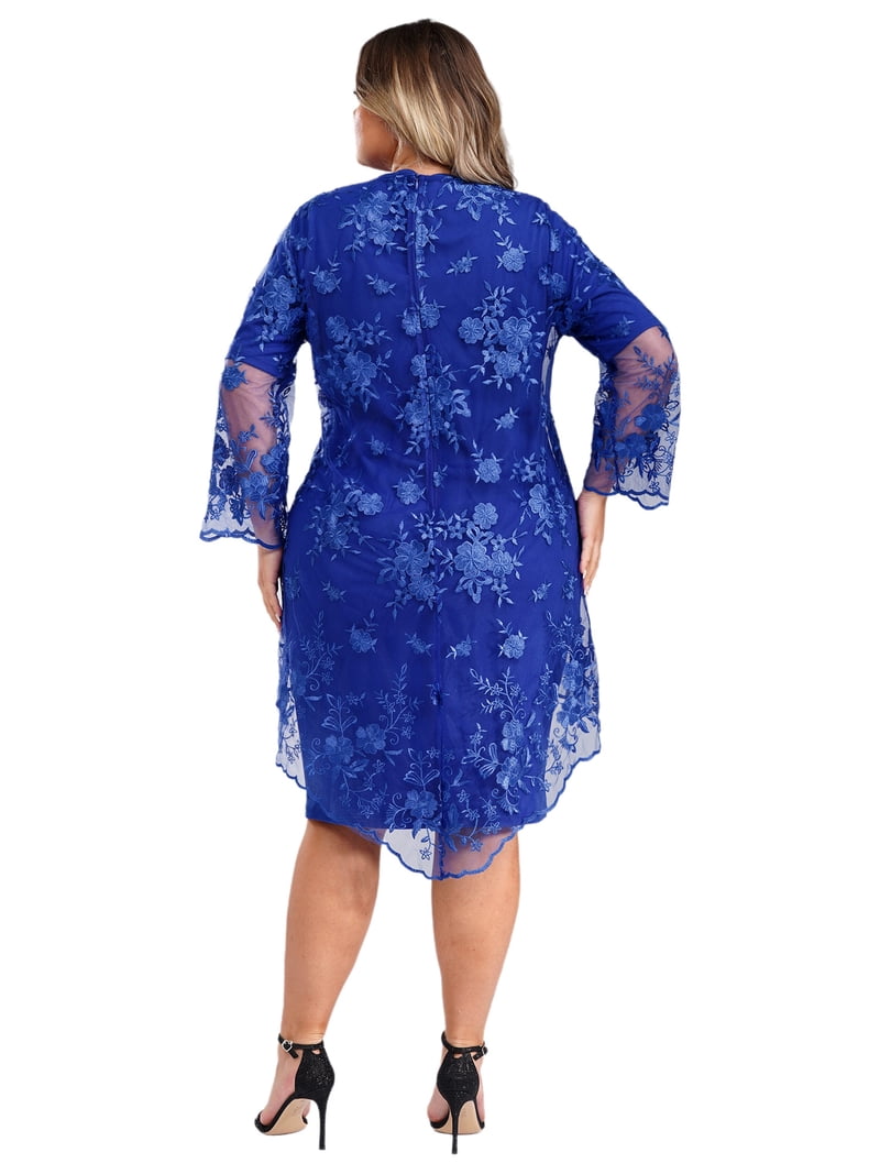 plus size women royal blue dresses for wedding inlzdz Mother of The Bride Elegant Embroidery Lace Cocktail Dress Ball Gowns 01 6XL Black Mini Dress with size-11.5 Size:8 1/2 The Idia Plus Size