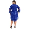 thumbnail image 3 of inlzdz Women's Plus Size Mother of The Bridesmaid Dress Short Sleeve Embroidery Lace Midi Dress Wedding Guest Dress Royal Blue 5XL, 3 of 7