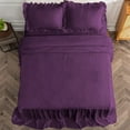 thumbnail image 4 of 4 Piece Long Ruffle Sheet Set, 30" Inch Long Ruffle On Corner Of The Flat Sheet, 12 Inch Deep Pocket, 100% Egyptian Cotton, 800 TC, King Size, Solid Plum, 4 of 9