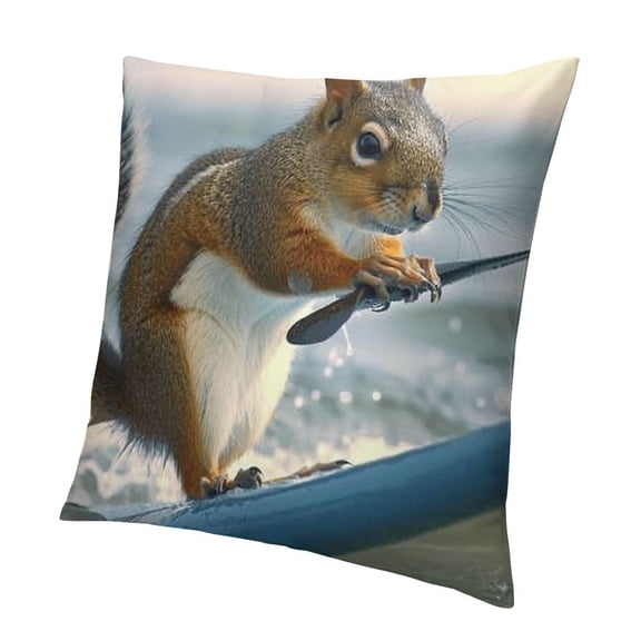 BCIIG Water Skiing Squirrel Pillow Covers  Modern Sofa Throw Pillow Cover Decorative Pillowcase Farmhouse Home Decor Couch Pillow Cases Soft Cozy Cushion Case for Sofa Living Room 12x12in