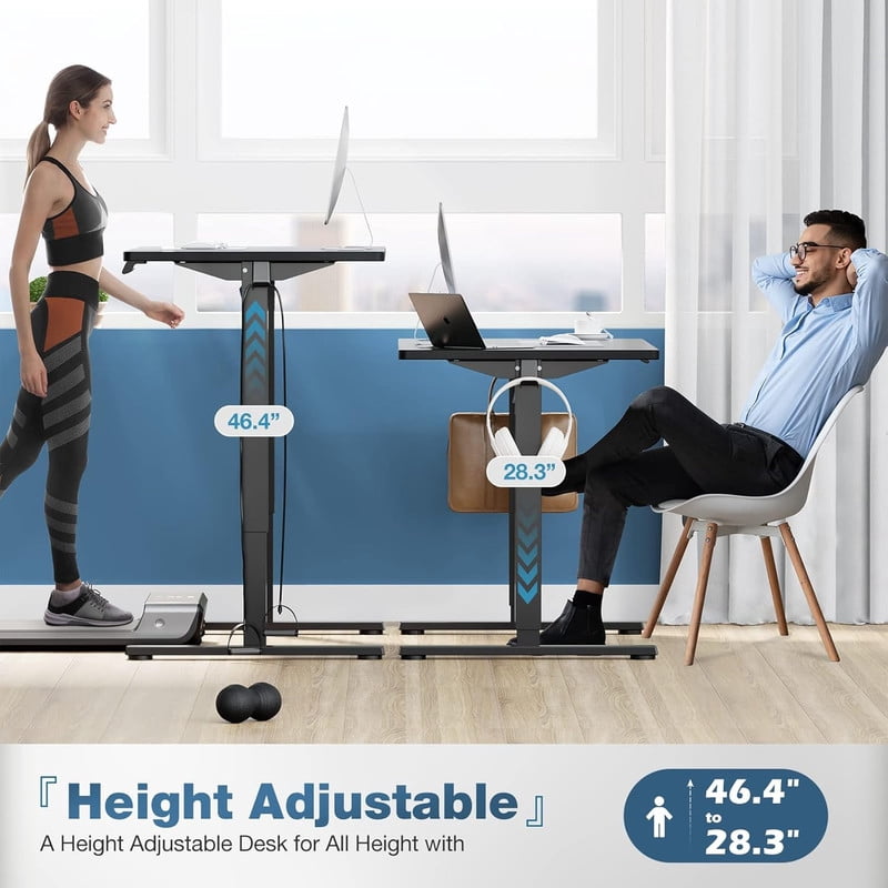 Bigleap Electric Standing Desk 40x24 Inches, Sit Stand Up Desk with 3 Memory Presets, Splice Wood Board, Home Office Computer Workstation (Black)