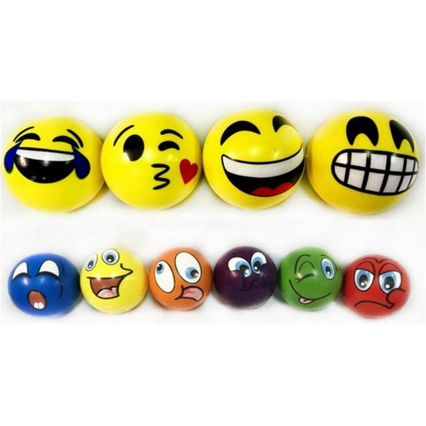 Grand Emoji Fait Face à des Boules de Mousse & 44; Couleur Assortie - Pack de 60