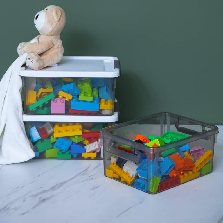 1.3 QT 10 Packs Small Clear Storage Bins With Lids Plastic Kids Craft  Storage Bins