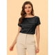 thumbnail image 2 of INSPIRE CHIC Blusa Elegante De Satén Para Mujer, Manga Corta, Cuello Barco, Estilo Vintage Negro M, 2 of 5