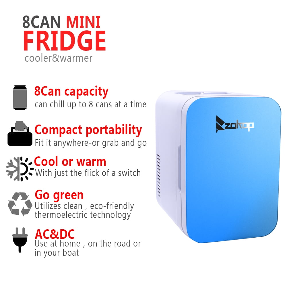 Lowestbest Portable Mini Fridge with Handle, Electric Portable Fridge for Car / Home / Office, Portable Mini Fridge Cooler & Warmer, Blue