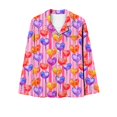 thumbnail image 3 of miqiqism Women Loungewear Comfortable Valentines Basic Pjs Sets Lapel Neck Loose Tops High Waisted Pant Bottom Heart Graphic Tshirts Nightwear,10_Multicolor,3X-Large, 3 of 5