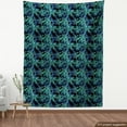 thumbnail image 3 of Vintage Palm Fabric by the Yard Upholstery, Illustration of Leaf Silhouettes on a Dark Tone Background, Decorative Fabric for DIY and Home Accents, 3 Yards, Shamrock Green Sea Blue by Ambesonne, 3 of 4