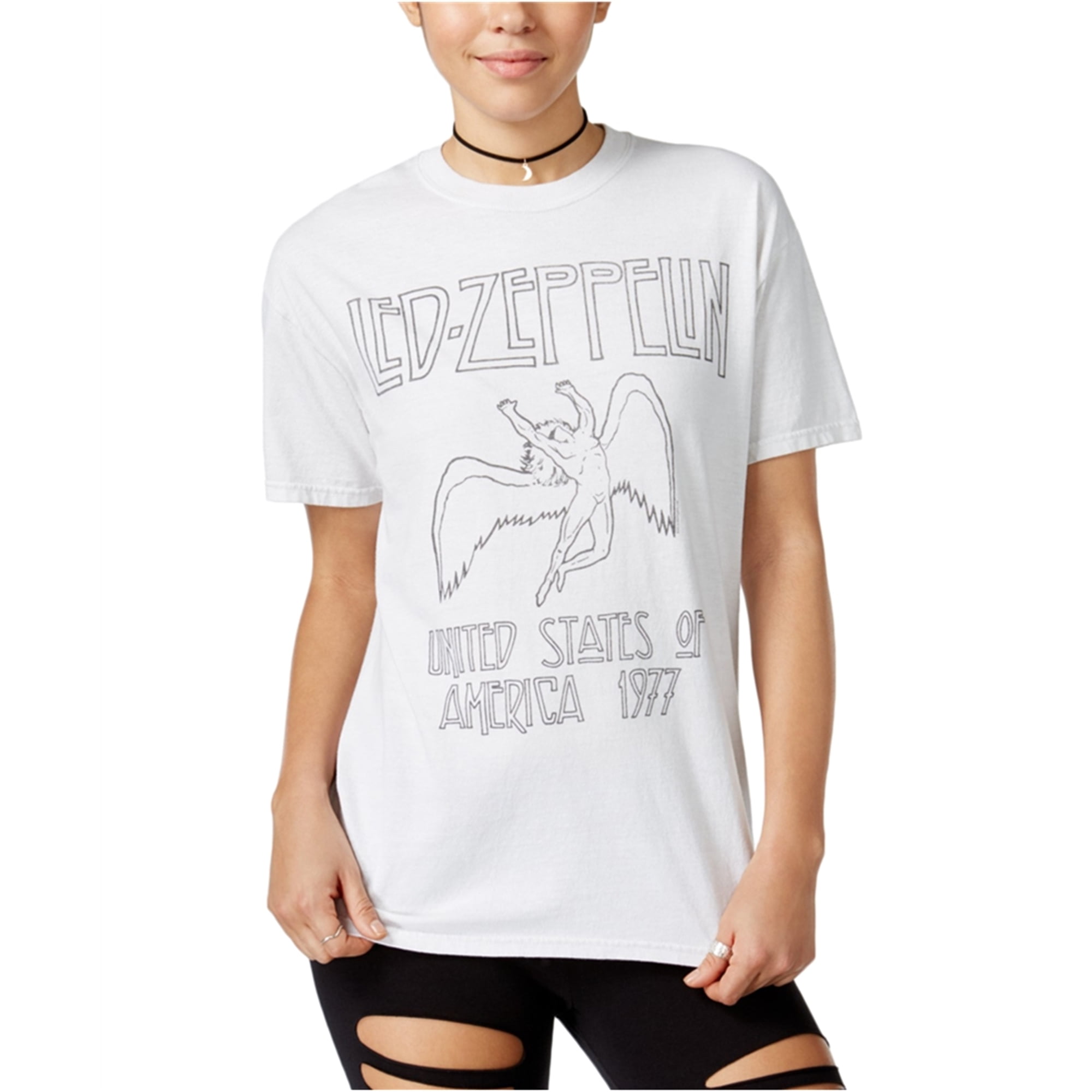 Camiseta estampada de algodon Led Zeppelin para mujer gris mediana Led Zeppelin Camiseta grafica Walmart en linea