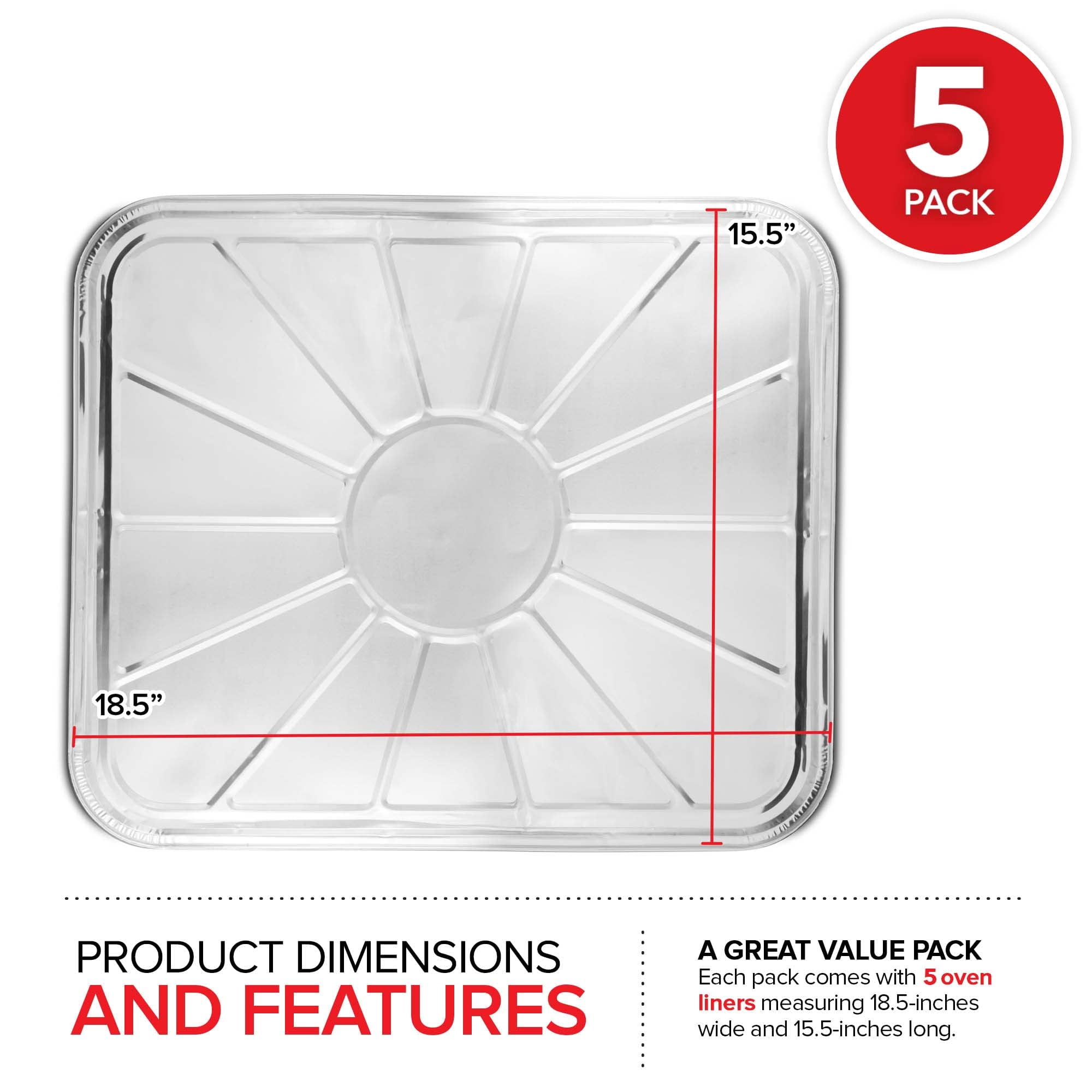 Disposable Foil Oven Liners (5 Pack) Aluminum Foil Oven Liners for Bottom of Electric Oven & Gas Oven, Reusable Oven Drip Pan Tray for Cooking & Baking, Disposable Baking Mats - Stock Your Home