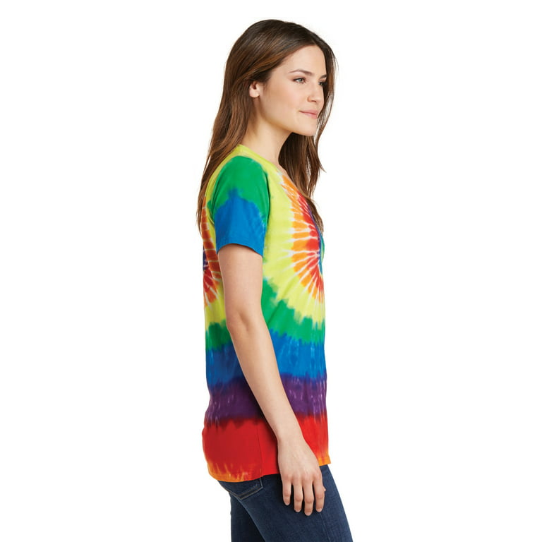 CTEEGC Tie Dye Shirt Women Rainbow Striped Shirt Womens V Neck T