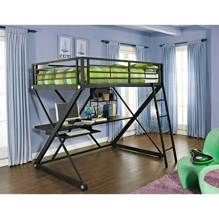 Powell Furniture Z Full Size Study Loft Bunk Bed Black Box 1 Of