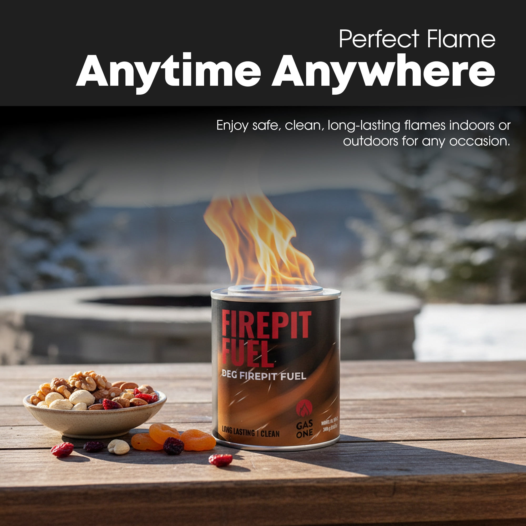 Gas One, Firepit Fuel, 8-Pack, Safe Wick 3 Hour Burn Time