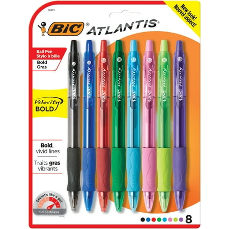 pen atlantis bic velocity bold assorted ballpoint 6mm retractable count point colors pens supplies college list walmart