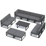 ELPOSUN Large Quality Aluminum Patio Conversation Set, 8-Piece Metal Outdoor Furniture with Coffee Table, Grey - Walmart.com