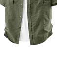 thumbnail image 6 of Men's Casual Button Down Short Sleeve Shirt Solid Color Lapel Pocket Outdoor Quick Dry Breathable Shirt Tops For Golf Hiking Vacation Travel Fashion Essential Gift | JASKFLY,Army Green L, 6 of 6