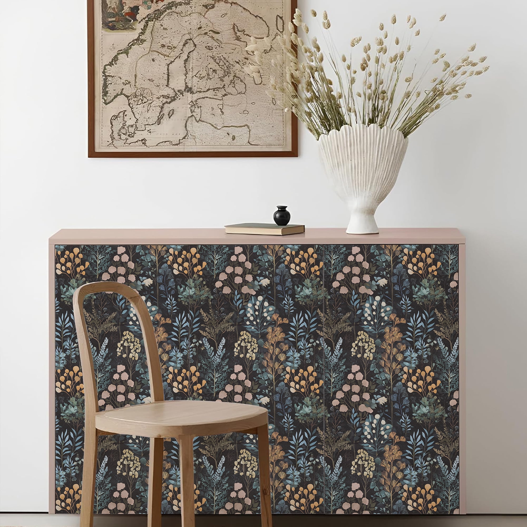 (4 pack) Abyssaly Floral Peel and Stick Wallpaper 17.5-in x 118-in Self-Adhesive Removable Wallpaper Vinyl Paper for Home Decor