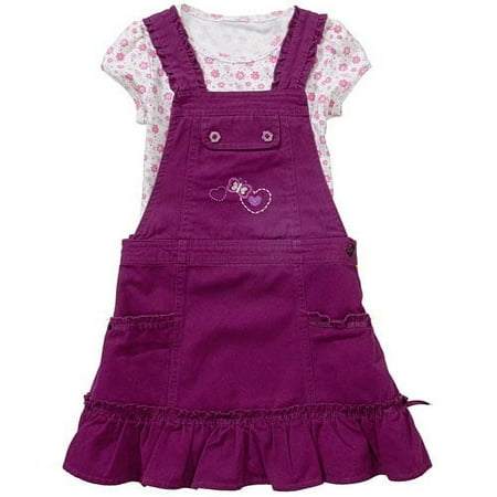 Faded Glory - Little Girls' Canvas Jumper & Print Tee Set