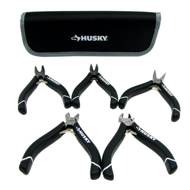 5pc Husky Tools Hobby Pliers Set Long Needle Nose Linesman Wire Cutters