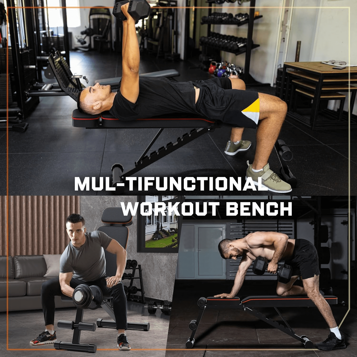Wostoo Foldable Weight Bench, 800lbs Adjustable Workout Bench for Home Gym Strength Training Multi-Purpose Sit up Bench Press for Full Body Workout