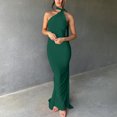 thumbnail image 5 of Antinious Ladies Summer Dress,Formal Party Dresses for Women,Wedding Guest Dresses for Women Solid Hanging High Slit Sleeveless Formal Evening Dresses,Green,L, 5 of 5