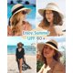 thumbnail image 5 of Sombrero de paja FURTALK para mujer, playa, sol, UV, UPF 80+, plegable, color beige, 5 of 8