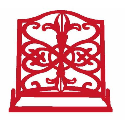 Home Basics Cast Iron Fleur De Lis Cookbook Stand Red