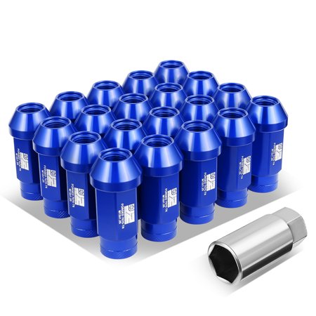 J2 Engineering 20Pcs Blue M12 x 1.25 Lug Nuts Closed End Aluminum Replacement with Drive Extension Adapter J2-LN-T7-037-125-BL