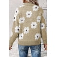 thumbnail image 2 of Women's Khaki Floral Pattern Half Zip Drop Shoulder Sweater | [ZhiHiMeRi] | (US 20-22)2XL, 2 of 3