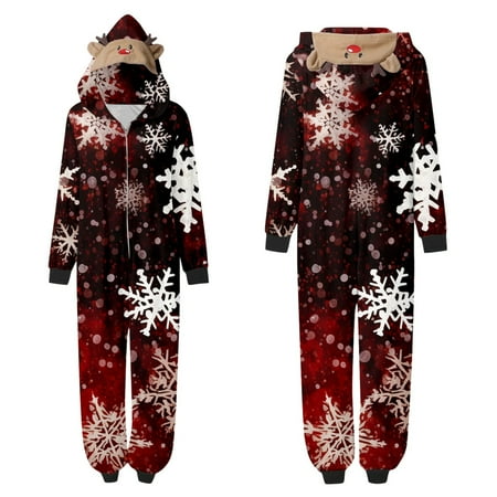 

Family Matching Outfits Mommy Sleepwear For Christmas Pajamas Cute Big Headed Deer Print Long Sleeve Jumpsuit Soft Comfortable Holiday Romper Matching Outfits Set