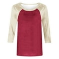 thumbnail image 5 of Meichang 3/4 Sleeve Basseball T-Shirts for Women Crew Neck Casual Color Block Raglan Tops Three Quarter Length Loose Fit Spring Blouses, 5 of 8