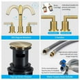 thumbnail image 4 of Fithood Gold Bathroom Faucet 2 Handle 8 Inch Bathroom Sink Faucets Stainless Steel 3 Hole Widespread with Pop Up Drain and Water Supply Hoses, Brushed Gold, 4 of 5